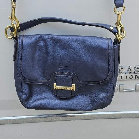 Coach Dark Blue/ Purple Leather Crossbody Bag - Picture 1 of 10